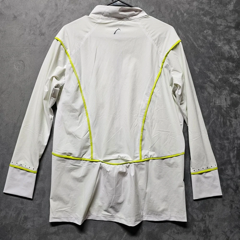 SwingDish Womens Golf‎ Jacket White Neon Yellow JOO1-01 Ruched Full Zip XL